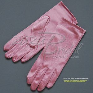 Shiny Stretch Satin Dress Gloves Wrist Length 2BL - Dusty Rose